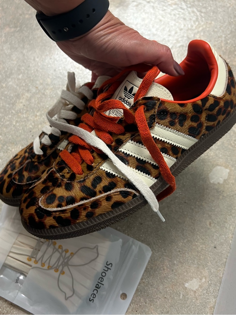 adidas Leopard Print Athletic Shoes with Red and White Laces - Picture 5 of 9